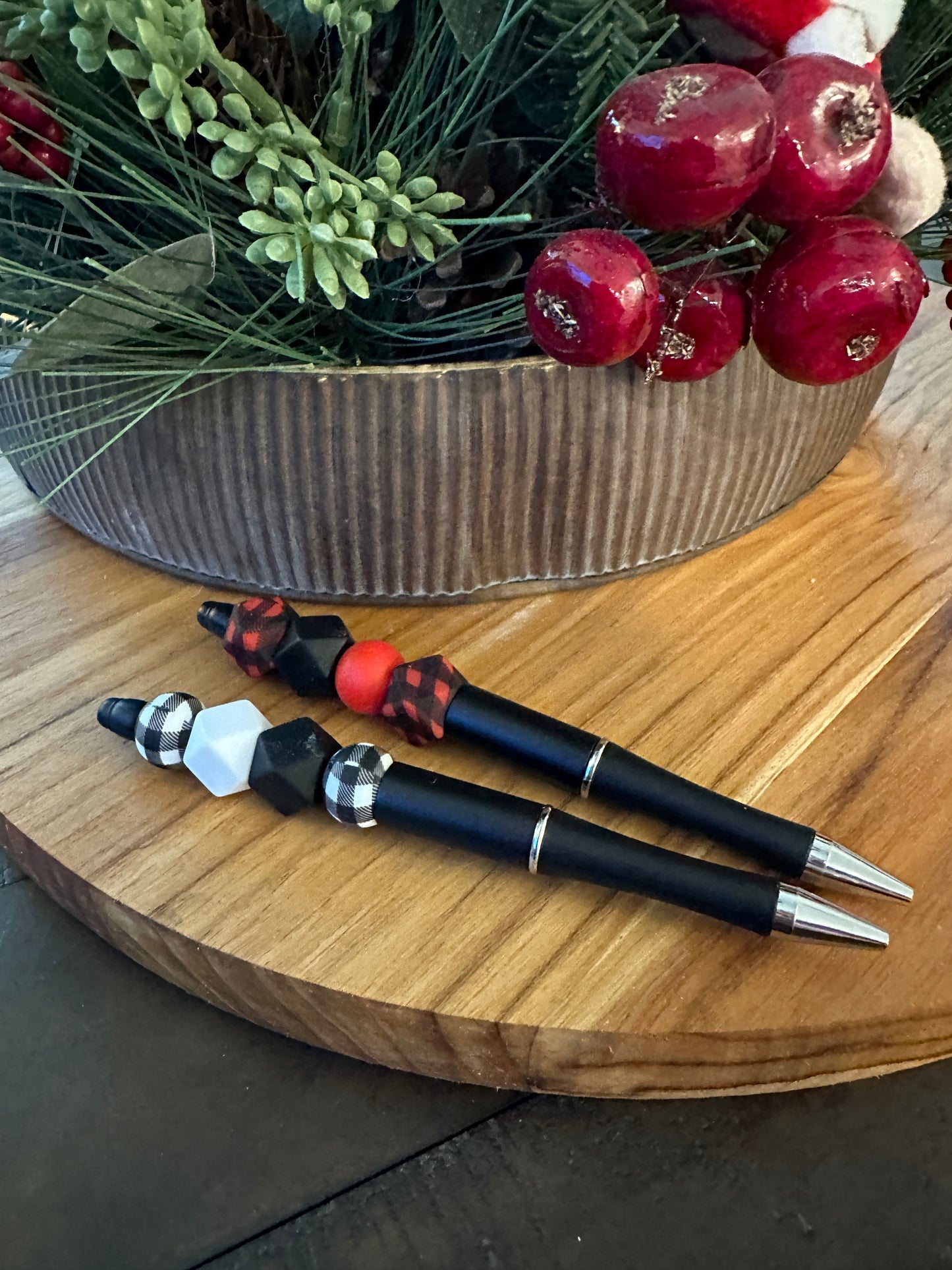 Buffalo check pen set silicone beads