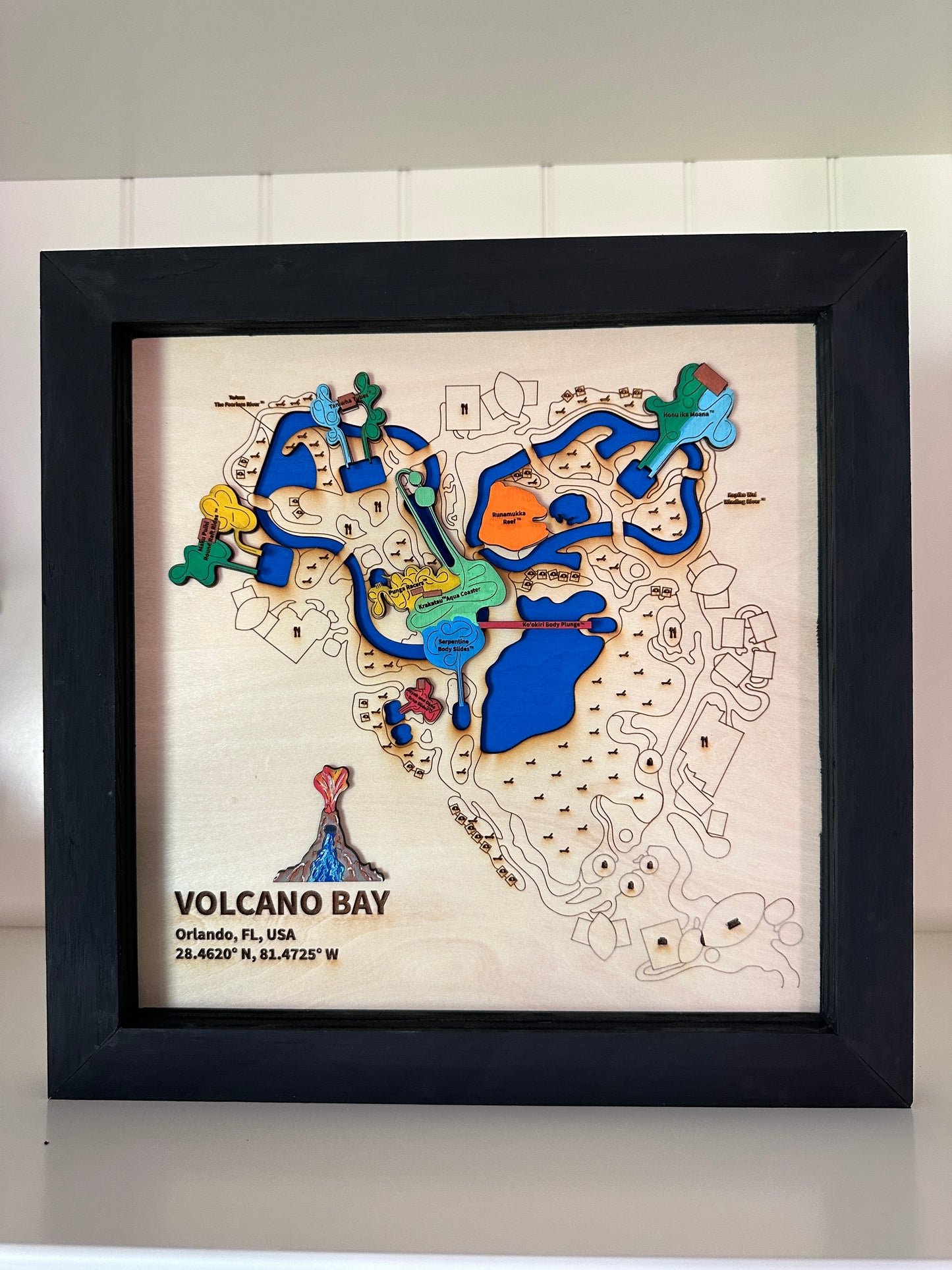 3-D Wall Map w/ Color ~ Inspired by Volcano Bay*