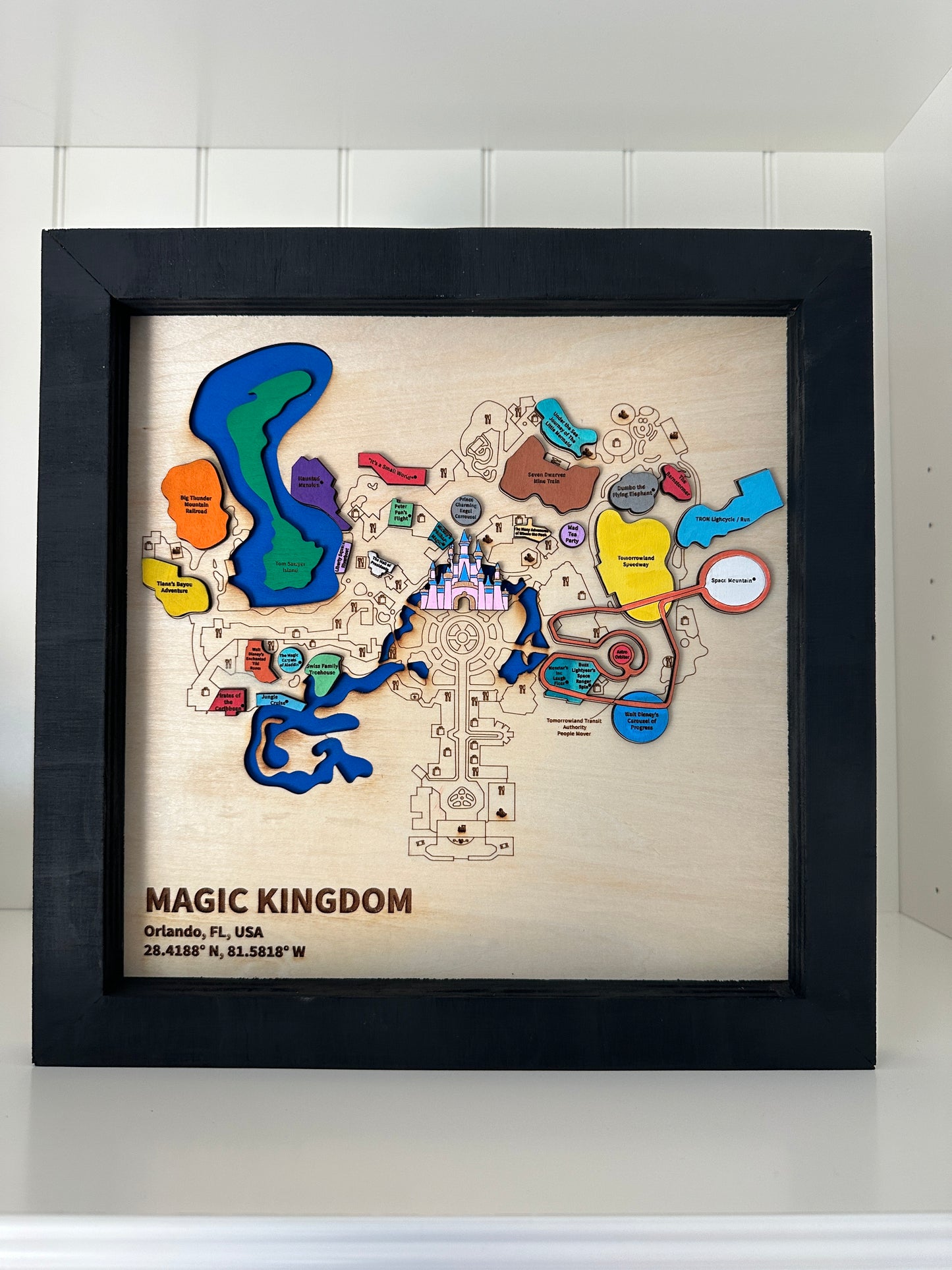 3-D Wall Map w/ Color ~ Inspired by Magic Kingdom*