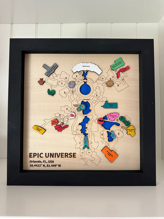 3-D Wall Map w/ Color ~ Inspired by Universal Epic Universe*