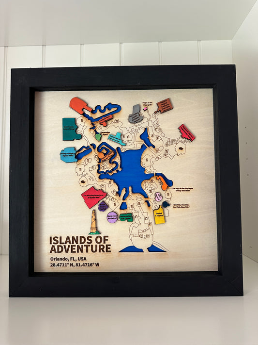 3-D Wall Map w/ Color ~ Inspired by Islands of Adventure*