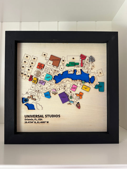 3-D Wall Map w/ Color ~ Inspired by Universal Studios Florida*
