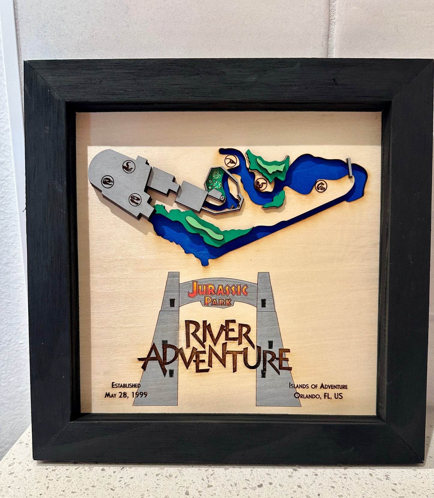 3-D Ride Layout w/ Color ~ Jurassic Park River Adventure (10"x10")
